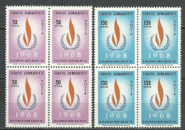 Turkey; 1968 International Human Rights Year (Complete Set) Block Of 4 - Unused Stamps