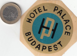 ETIQUETA - STICKER - LUGGAGE LABEL   HOTEL PALACE - BUDAPEST HONGRIE - HUNGARY - Etiquetas De Hotel