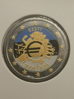 2 EURO COLORISE EESTI ESTONIE 2012 / 10 ANS DE L'EURO - Estland
