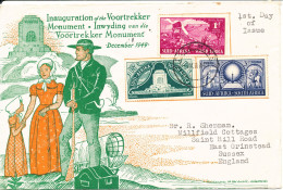 South Africa FDC 1-12-1949 Inauguration VOORTREKKER Monument Complete Set Of 3 With Cachet - FDC