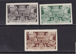 1945 España - Barcelona - Edifil 69s/71s - Cese Del Recargo - MNH Sin Goma - Valor 60 € - Barcellona