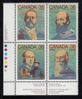 Canada MNH Scott #1138a Lower Left Plate Block 36c Fessenden, Fenerty, Leggo, Gisborne - Science And Technology - Plattennummern & Inschriften