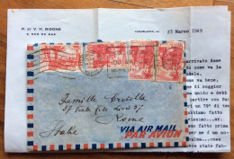 MAROCCO - CASABLANCA 23 MARZ 1949 - BUSTA AIR LAMIL CON LUNGA LETTERA PER ROMA - Storia Postale