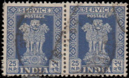 Inde Service 1957/58 - S 21 Paire - 25 Np Colonne D'Asoka - Timbres De Service