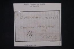 SUISSE - Marque Postale De Genève Sur Lettre En 1771 Pour Marseille - L 148809 - ...-1845 Prephilately