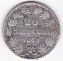 20 Baiocchi 1865 An. XX, Zecca Di Roma, Pie IX / Pio IX , Argent - Vaticaanstad
