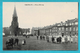 * Chatelet (Hainaut - La Wallonie) * Place Pirnay, Animée, Unique, Zeldzaam, TOP, Café, église, Church, Kirche, Enfants - Châtelet