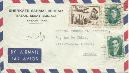 IRAN LETTRE 4R10 TEHERAN POUR VILLEFRANCHE ( RHONE )  DE 1953 LETTRE COVER - Iran