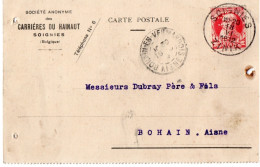 Perforation CdH Carrières Du Hainaut Sur Carte Commerciale - 1909-34