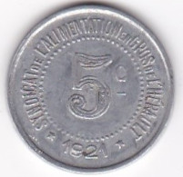 34 Hérault. Syndicat De L’Alimentation En Gros De L’Hérault. 5 Centimes 1921, En Aluminium - Noodgeld