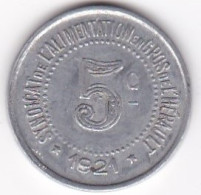 34 Hérault. Syndicat De L’Alimentation En Gros De L’Hérault. 5 Centimes 1921, En Aluminium - Monedas / De Necesidad