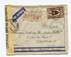 !!! CAMEROUN, LETTRE RECO PAR AVION DE NKONGSAMBA DU 16/11/1944 POUR GRENOBLE AVEC CENSURES - Cartas & Documentos