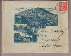 Motiv Hotel AR Weissbad 1907-09-02 Strichlitho Brief Hotel-Kurhaus Weissbad AR Mit 10Rp. Wertziffer - Hotel- & Gaststättengewerbe