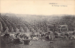 France - Chablis - En Vendage Le Déjeuner - Animé - Charette  - Cachet Rgmt Terr. D'infanterie-  Carte Postale Ancienne - Chablis