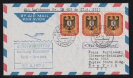 Eröffnungsflug LH 402 Am 23.4.1956 Mit MiNr. 136+137/137 Gestempelt (22a) DÜSSELDORF FLUGHAFEN A 23.4.56-15 Von - Airmail