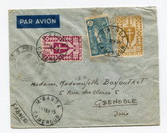 !!! CAMEROUN, LETTRE PAR AVION DE M'BANGA DE 1945 POUR GRENOBLE - Covers & Documents