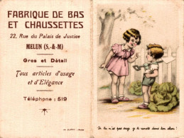 CHROMO FABRIQUE DE BAS ET CHAUSSETTES A MELUN "SI TU N'ES PAS SAGE JE TE REMETS DANS TON CHOU !" CALENDRIER ANNEE 1940 - Kleinformat : 1921-40