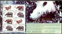 Indonesia 1997 WWF Rhinoceros Minisheet With Golden Overprint Sea Games On 1996 Issue Michel Kleinbogen Type II MNH - Rinoceronti