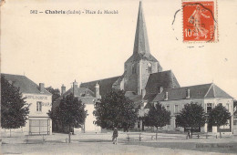 France -  Chabris - Place Du Marché - Eglise - Clocher - Animé -   Carte Postale Ancienne - Sonstige & Ohne Zuordnung