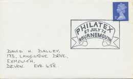 GB SPECIAL EVENT POSTMARKS 1972 PHILATEX (STAMP EXHIBITION) BOURNEMOUTH - Covers & Documents