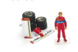 Figurine Pilot Didier Pironi + Accessories Ferrari 126CK - 1981 - Back/front Spoiler & 1 Set Qualification Tyres - Brumm - Figuren