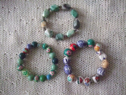 3 JOLIS BRACELETS EN PORCELAINES & PIERRES - Pulseras