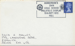 GB SPECIAL EVENT POSTMARKS 1972 HUMBERSIDE'S OWN HOME SERVICE PHILATELIC DISPLAY HULL (some Foxing Spots) - Storia Postale