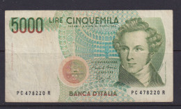 ITALY- 1985 5000 Lira Circulated Banknote As Scans - 5000 Lire