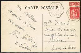 FR 1 - FRANCE N° 283a Avec Bande Publicitaire RICQLES Sur Carte Postale Du Pèlerinage Du Schauenberg 1935 - Cartas & Documentos