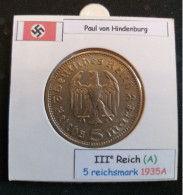 Pièce De 5 Reichsmark De 1935A (Berlin) Paul Von Hindenburg (position A) - 5 Reichsmark