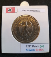 Pièce De 5 Reichsmark De 1935A (Berlin) Paul Von Hindenburg (position A) - 5 Reichsmark