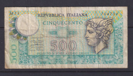 ITALY- 1974 500 Lira Circulated Banknote As Scans - 500 Lire