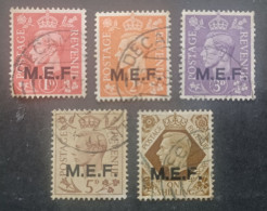 BRITISH OCCUPATION MIDDLE EAST FORCES MEF 1943 KING GEORGE VI LONDON ISSUE CAT SASS. N 6-7-9-10-13 - British Occ. MEF