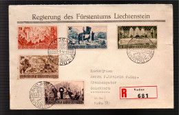 Liechtenstein 1942 Set Duke Of Montford-Werdenberg Stamps (Michel 202/06) Used On Cover (small Tear) - Lettres & Documents