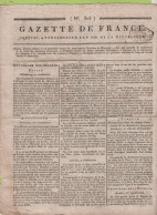 GAZETTE DE FRANCE 27 VENDEMIAIRE AN 7 - ECOSSE - IRLANDE - TURQUIE BUCAREST SEMLIN IASI - SARDAIGNE - COIRE - LUCERNE - Zeitungen - Vor 1800