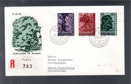 Liechtenstein 1959 Satz 377/79 Baume/TRees Gebraucht Auf FDC - Storia Postale