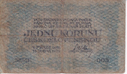 BILLETE DE CHECOSLOVAQUIA DE 1 KORUNA DEL AÑO 1919  (BANKNOTE) - Czechoslovakia