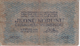 BILLETE DE CHECOSLOVAQUIA DE 1 KORUNA DEL AÑO 1919  (BANKNOTE) - Tchécoslovaquie