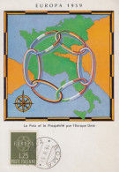 Carte  Maximum  1er  Jour    ITALIE   EUROPA    1959 - 1959