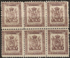 Franquicia Militar Melilla 41 *  Reg. Canarias. 1894. Bloque De 6 - Franchigia Militare