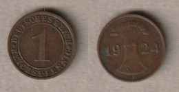 00904) Deutschland, Weimar, 1 Reichspfennig 1924F - 1 Renten- & 1 Reichspfennig