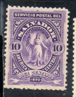 EL SALVADOR 1890 ALLEGORICAL FIGURE OF STATE 10c MNH - Salvador