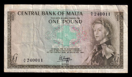 Malta 1 Pound Elizabeth II L.1967 (1969) Pick 29 Bc/+ F/+ - Malta