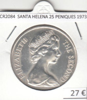 CR2084 MONEDA SANTA HELENA 25 PENIQUES 1973 PLATA - Sint-Helena