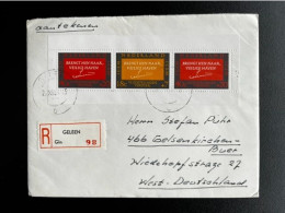 NETHERLANDS 1966 REGISTERED LETTER GELEEN TO GELSENKIRCHEN 25-11-1966 NEDERLAND AANGETEKEND - Cartas & Documentos