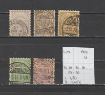 (TJ) Luxembourg 1907 - YT 89 + 90 + 91 + 92 + 93 (gest./obl./used) - 1907-24 Ecusson