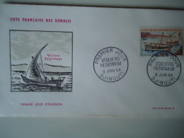 SOMALIA   FRANCE  FDC  COVER  1964  SHIPS BOATS - Andere & Zonder Classificatie