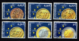 Luxembourg 2001 - YT 1497/1502 - Euro Coins, Pièces En Euros - Oblitérés