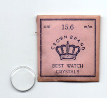 CROWN BRAND - Replacement Watch Crystal - Size 15.6 Mm - Made In Hong Kong - Original Vintage Genuine Parts - Andere & Zonder Classificatie