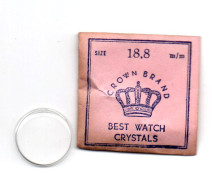 CROWN BRAND - Replacement Watch Crystal - Size 18.8 Mm - Made In Hong Kong - Original Vintage Genuine Parts - Other & Unclassified